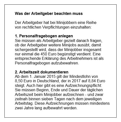 Minijob: Was der Arbeitgeber beachten muss